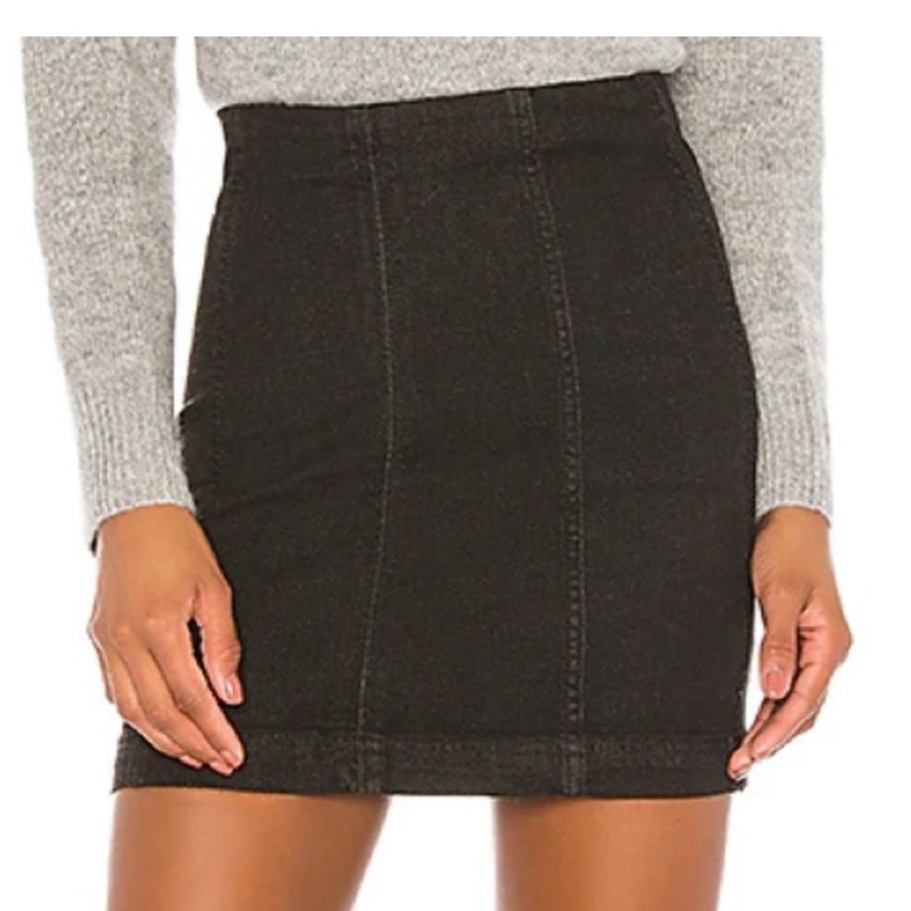 Free People black denim skirt